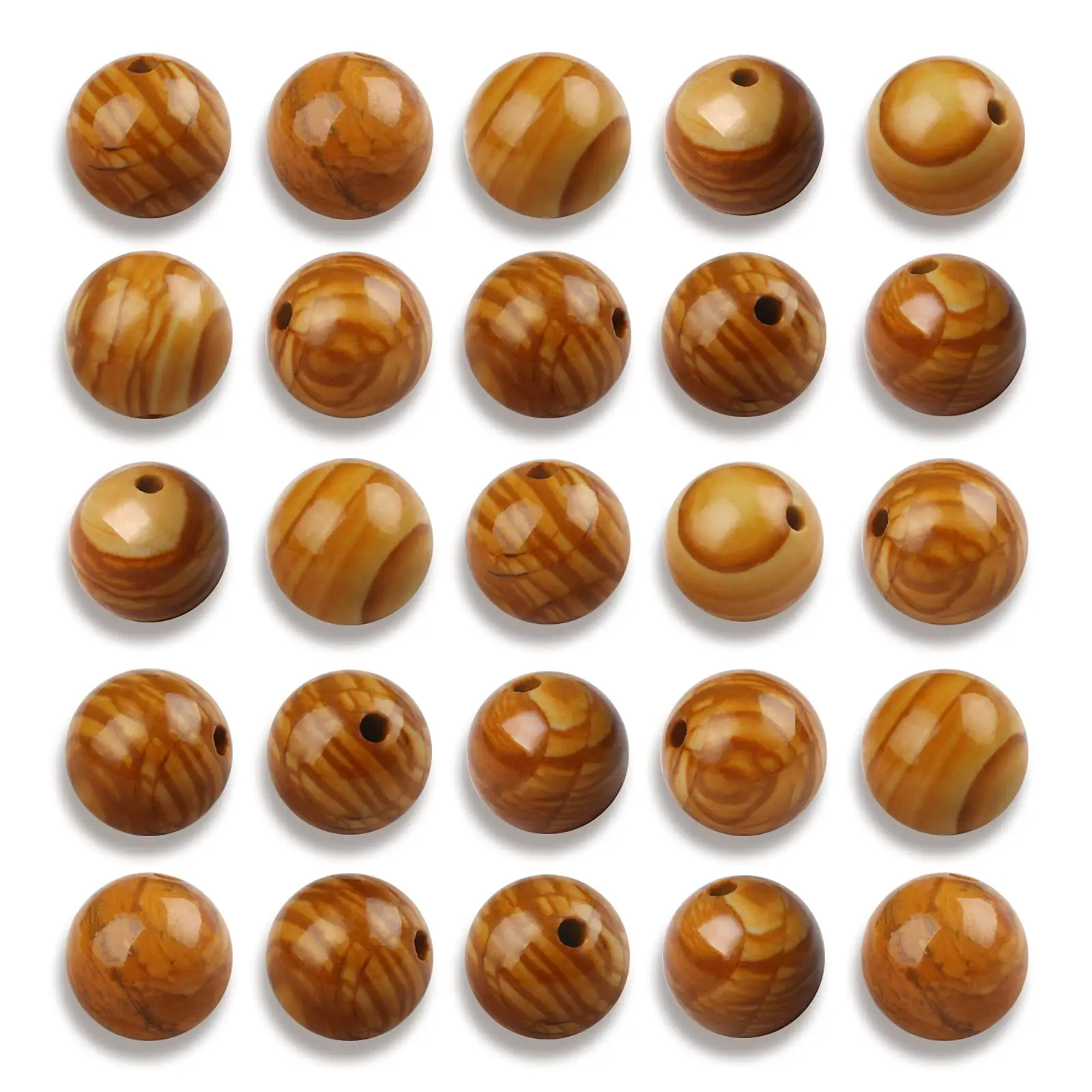 

4/6/8/10mm Wood Jasper Beads Natural Stone with Elastic String Round Loose Beads for Jewelry Making Supplies Bracelets Necklace