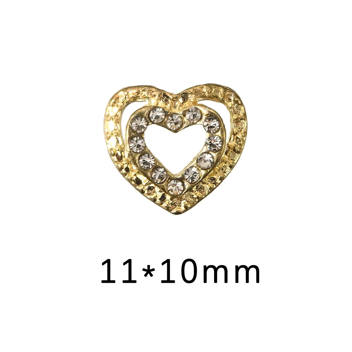 10Pcs Vintage Luxury Nail Decor with Diamonds Shiny Heart Nail Art Accessories Charms
