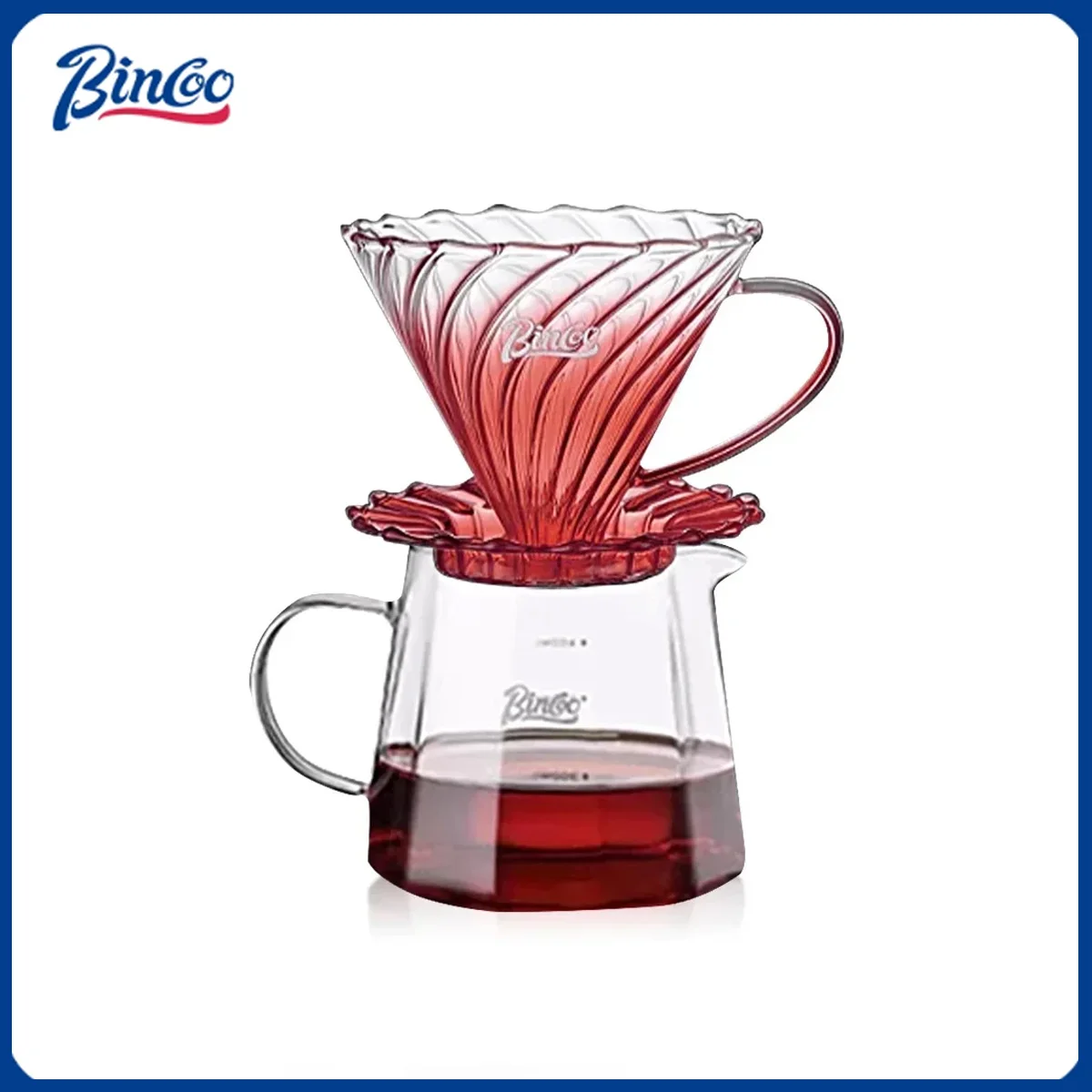 Bincoo 500ml Pour Over Coffee Dripper Coffee Pot Set Espresso Kettle Brewing Cup Octagonal Coffee Pot Funnel Set With Grinder