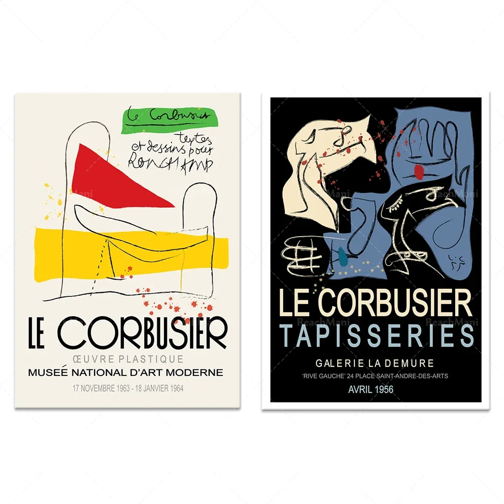 Плакаты LE CORBUSIER 1964, 1956, принты Le Corbusier, постеры Le Corbusier, выставочные постеры, постеры современного искусства, абстрактное искусство