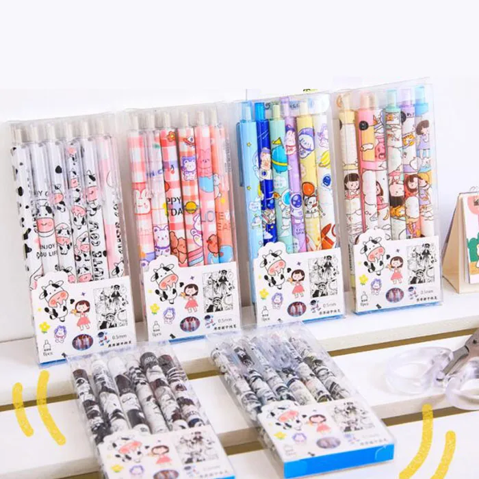 36 pcs/lot Kawaii Milk Cow Erasable Gel Pen Set Cute 0.5 mm bue Ink Signature Pens Promotional Gift Office School Supplies