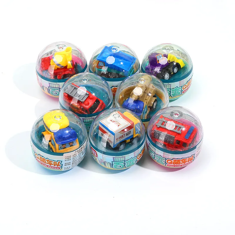 5 unids/bolsa 55mm divertido huevo retorcido coche rompecabezas juguete coche de ingeniería para niños juguetes lindo coche extraíble de dibujos animados niños regalo de fiesta de cumpleaños