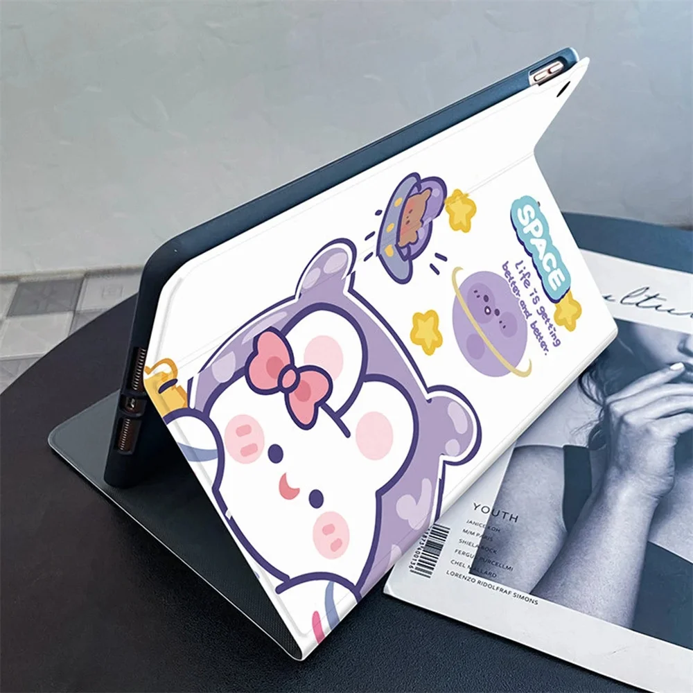 น่ารัก Kawaii หมีกระต่าย Ipad สำหรับ Air 4 5 iPad Pro 2020พร้อมที่ใส่ดินสอ10.2 8 7th 12.9 pro 2018 2021 Mini 4 5 6กรณี
