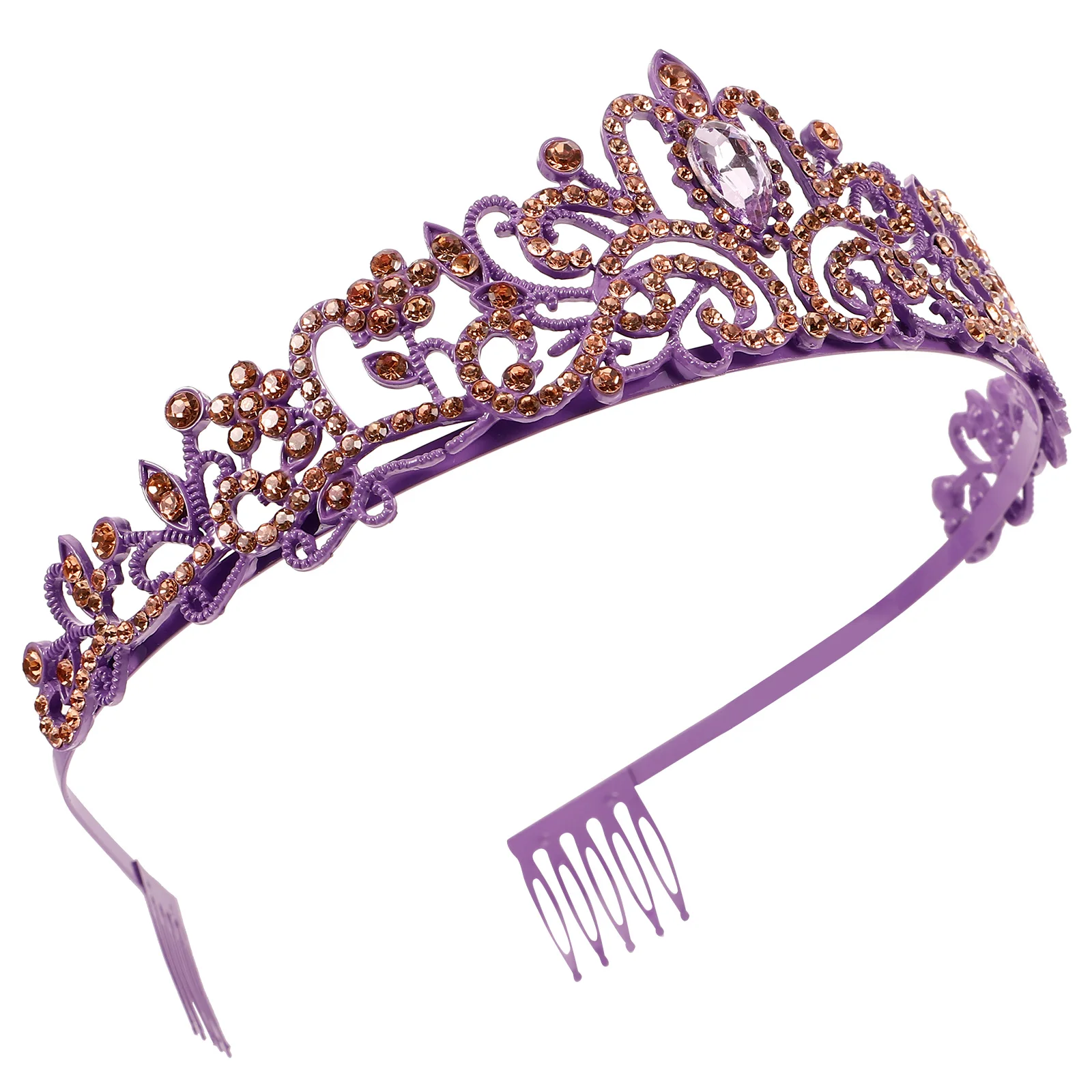

Crystal Crown Hair Accessories Rhinestone Tiara Bridal Wedding Pageant Purple Stylish Exquisite Not Fall Out Suitable