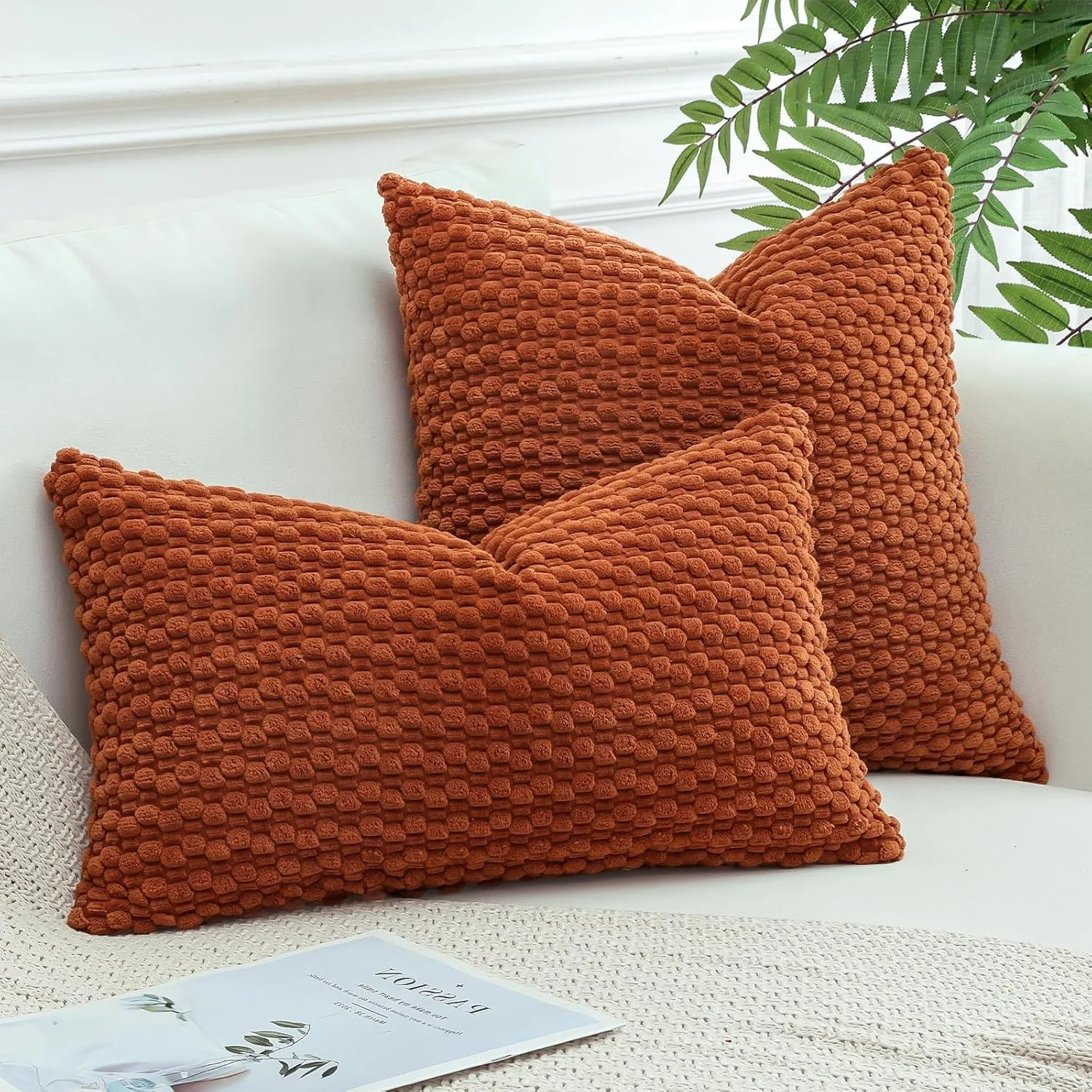 Rust Lumbar Pillowcase 30*50CM 12x20Inch Fall Decor Pillow Cover Corduroy Cushion Cover for Sofa Couch Hotel Housse De Coussion