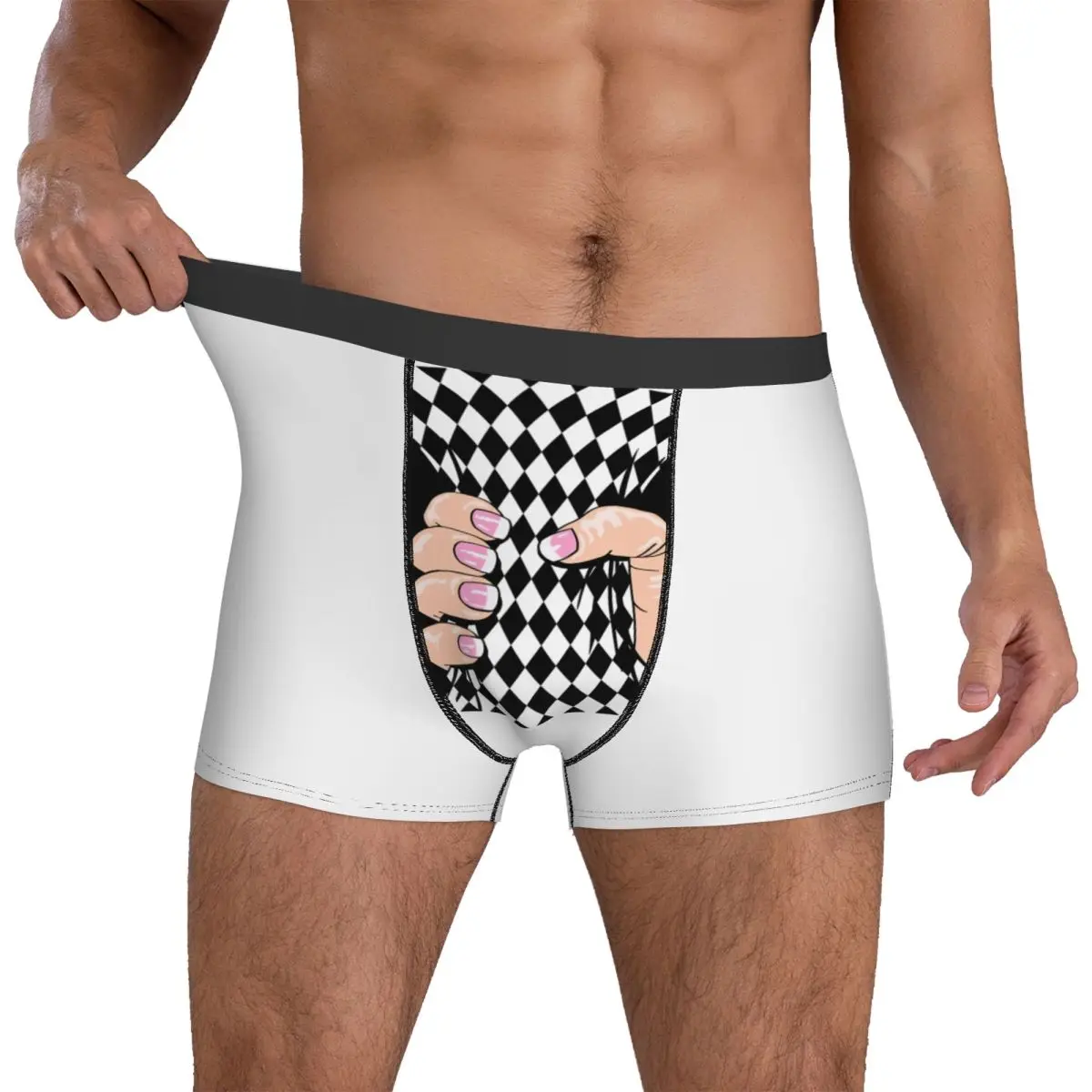 

Мужские трусы-боксеры в клетку с эффектом сжатия, индивидуальный дизайн, сексуальные, мягкие, качественные, больших размеров