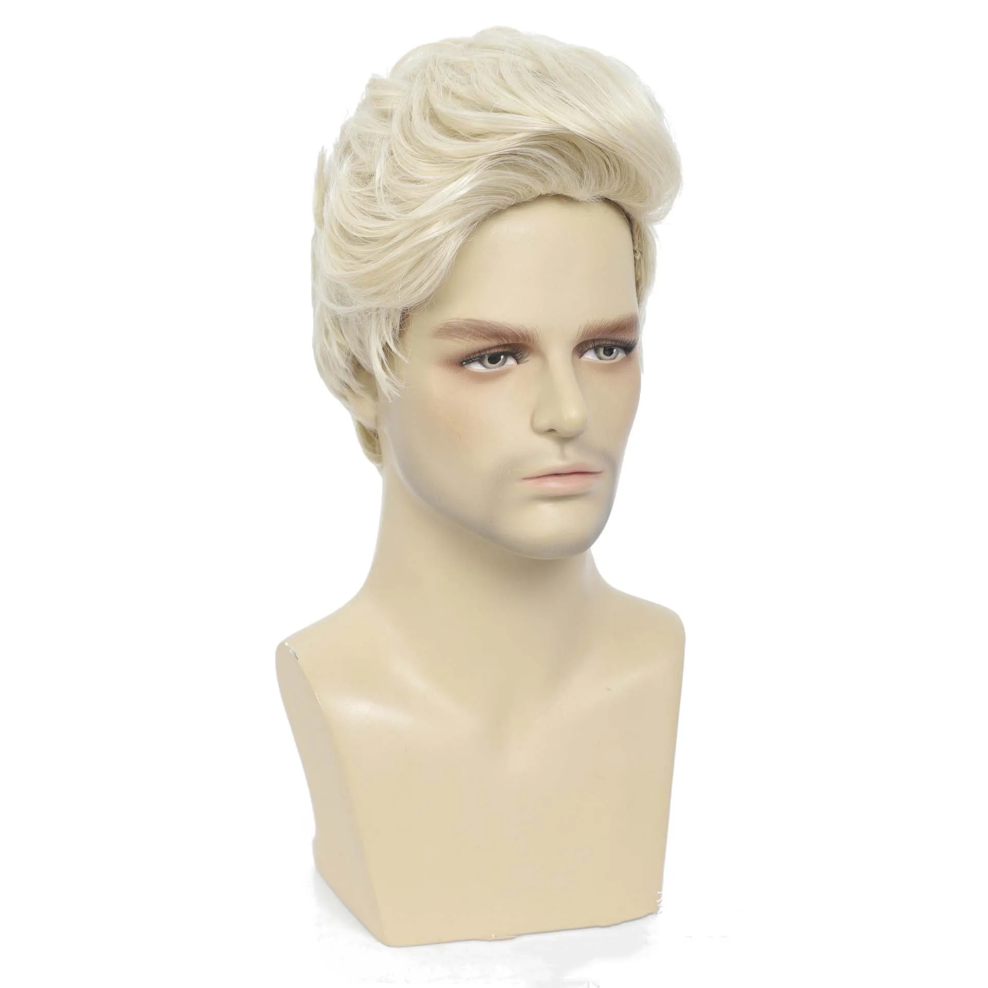 Parrucche sintetiche da uomo parrucca bionda corta Pixie Cut Layered Nature capelli finti traspiranti per maschio Daily Cosplay Party resistente al