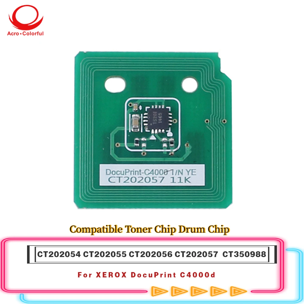 Compatible CT202054 CT202055 CT202056 CT202057 Toner Chip CT350988 Drum Chip for XEROX DocuPrint C4000d Printer Cartridge Chip