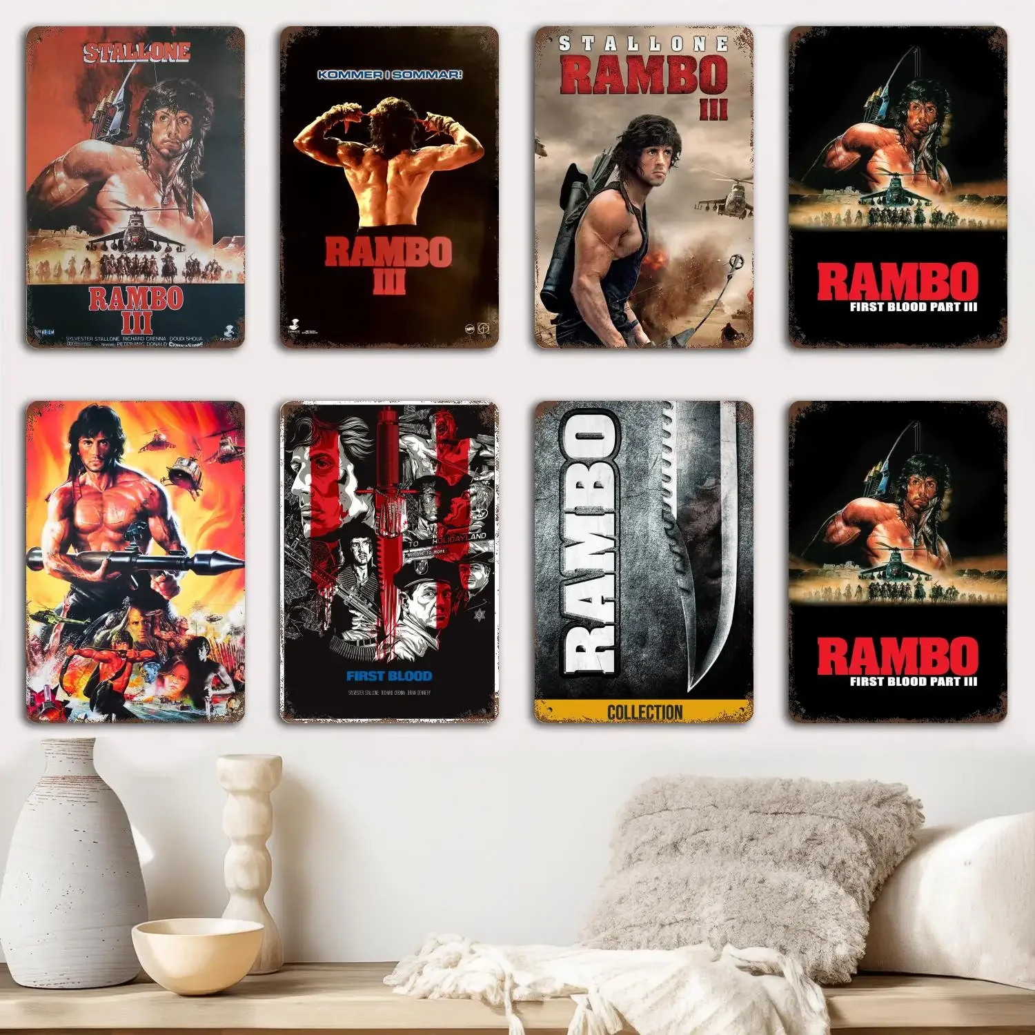 Rambo III (1988)First Blood Metal Signs wall decor Vintage Tin Signs Captain Metal Poster Decor for Bar Pub Club Wall Decoration