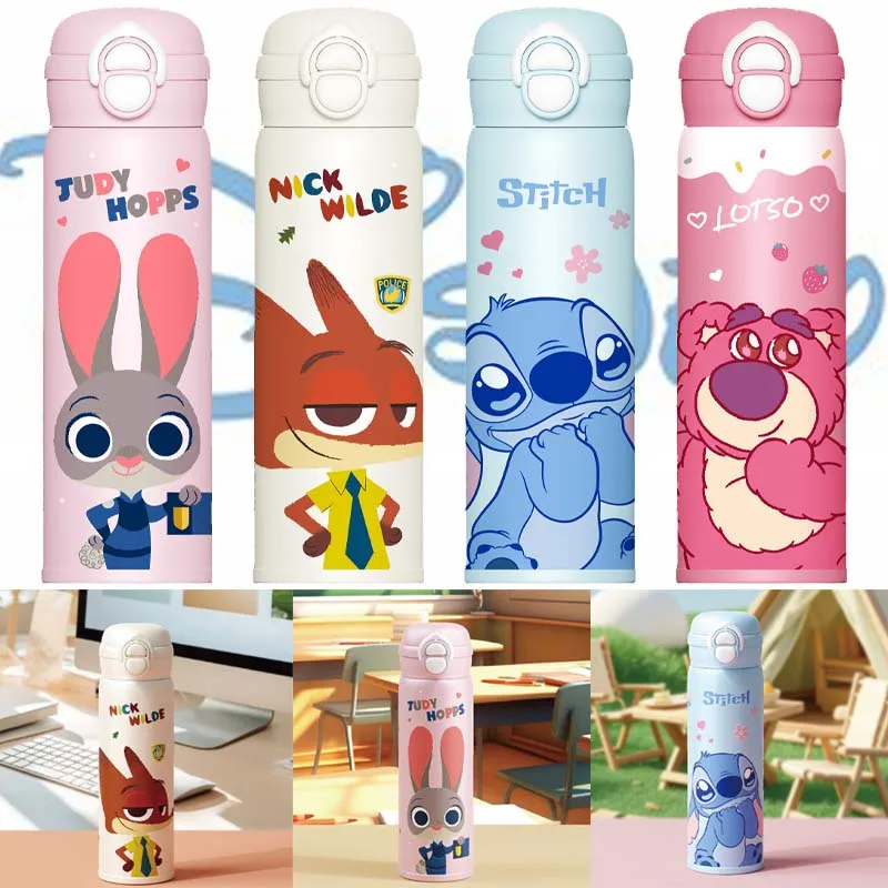 

Термос для воды Disney Anime, 500 мл, с соломинкой, из нержавеющей стали, автомобильная термокружка, спортивная кружка, большая емкость, портативная дорожная кружка, новинка
