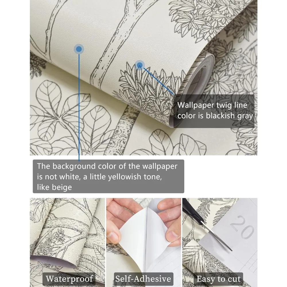 ورق جدران عتيق قابل للتقشير واللصق مقاوم للماء للحمام، ورق اتصال بنمط شجرة بوهو للخزائن والأدراج ذاتية اللصق #3