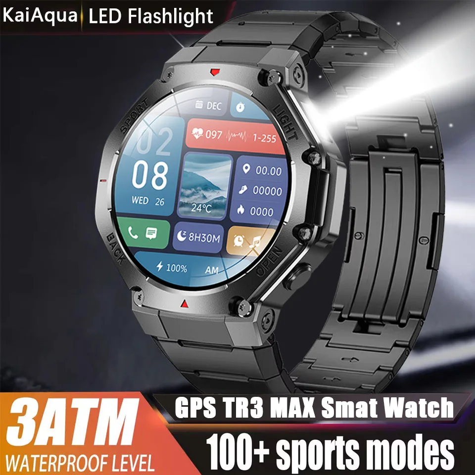 

Новые умные часы с GPS-компасом для мужчин, спортивные умные часы с фонариком, мониторинг артериального давления и частоты сердечных сокращений, водонепроницаемые часы 3ATM, часы для сна