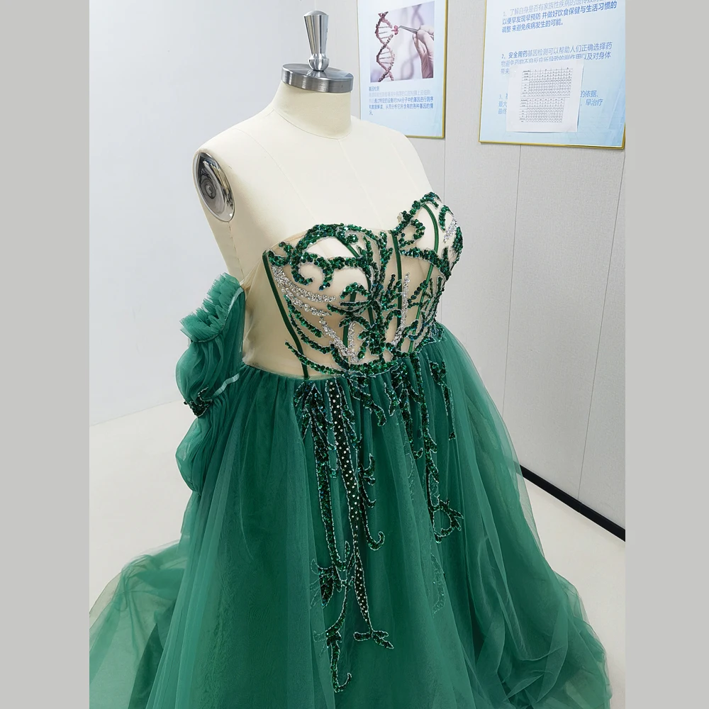 Verde fora do ombro tule a linha vestido de noite nova moda feminina formal até o chão festa vestidos de baile