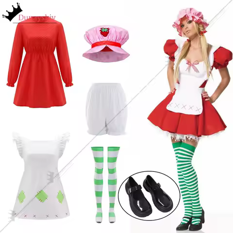 Strawberry Shortcake Cosplay Lolita Costume Classic Suit Women The World of Strawberry Women's Dresses Anime Outfits Shoe Suits