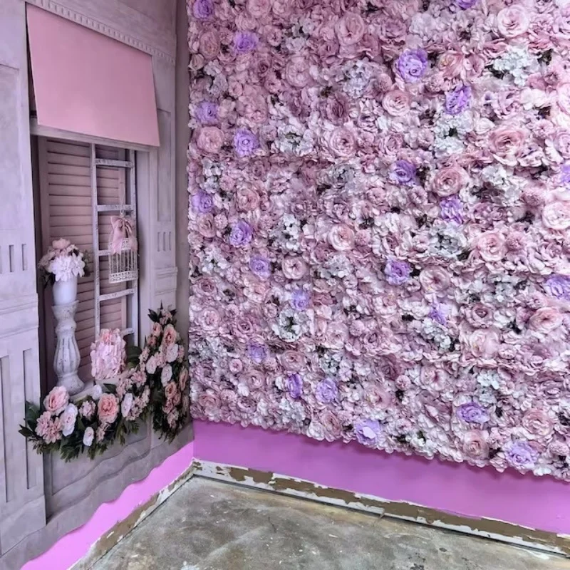 

1Pc Realistic Artificial Flower Wall for Anniversary Valentine's Day Decor Silk Roses Flower Backdrop Wedding Engagement Decor