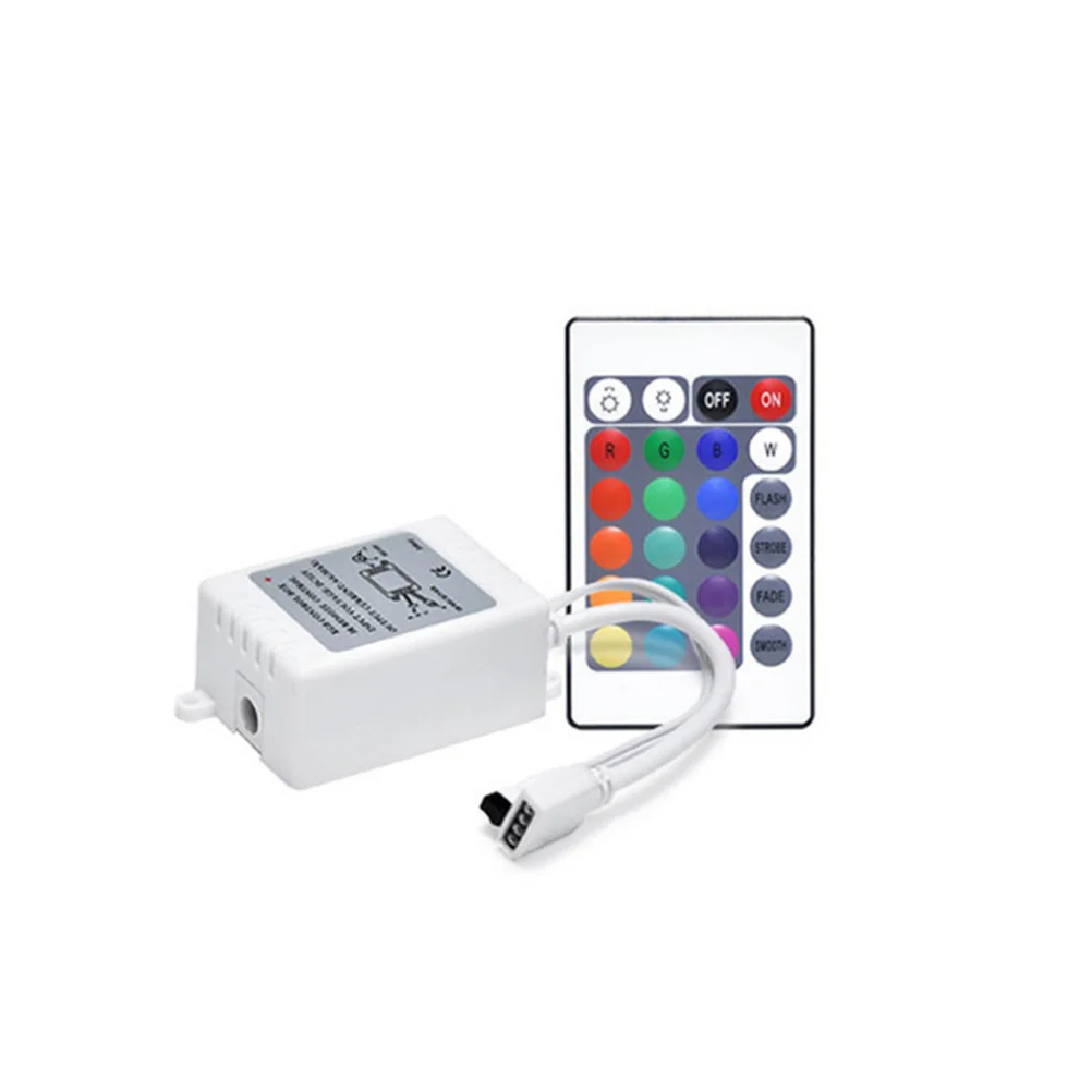 

24key Ir Remote Controller Rgb LED Control Box 12V Adjustable Color Temperature Brightness 4-Pin Convenient Connector