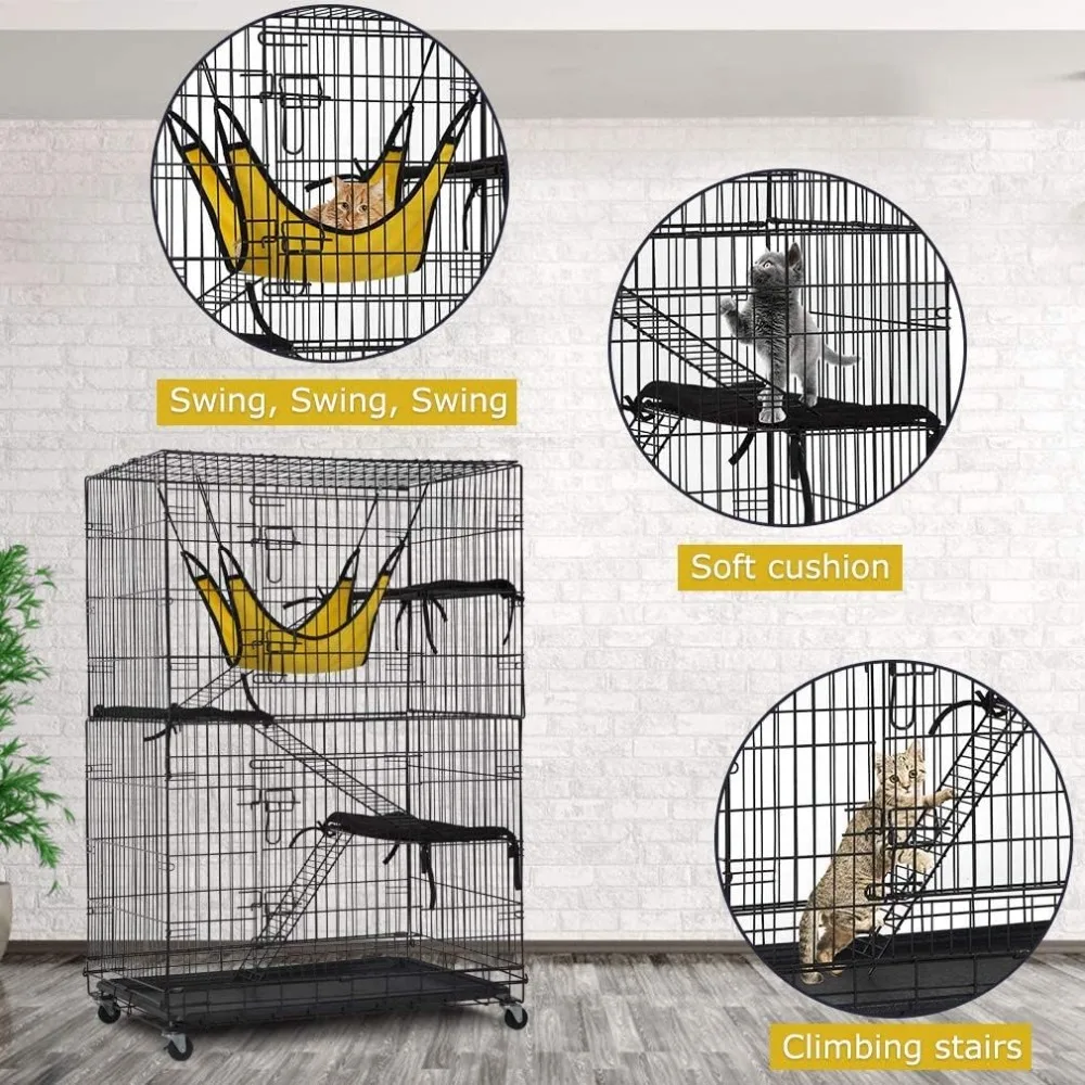 Imagem -02 - Cat Crate Playpen com Rede Cama do Canil Portas Dianteiras Escadas da Rampa Emperching Gaiola 4-tier 48