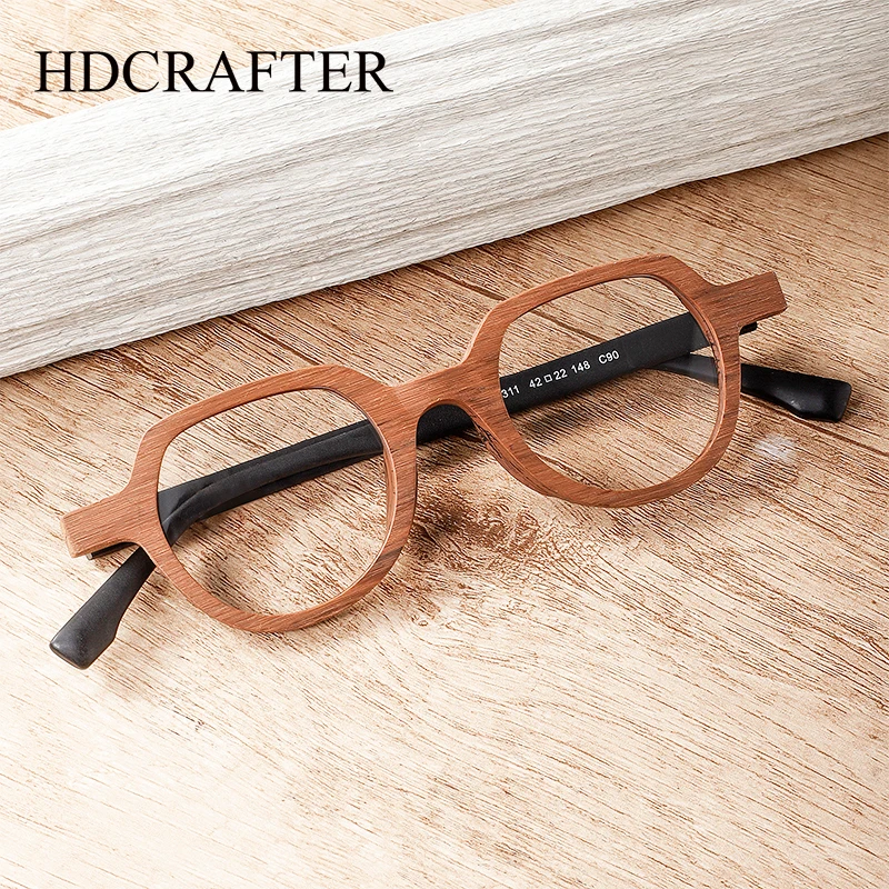 

HDCRAFTER Wood Glasses Frame Men Prescription Eyeglasses Myopia Optical Korean Eyewear Frames Graduated Glasses for Women 2311