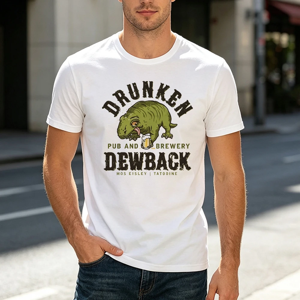 Drunken Dewback Creature Cartoon Men T Shirt Summer Funny Sci Fi Movie Parody Tee Pub Bar Alcohol Theme Clothes