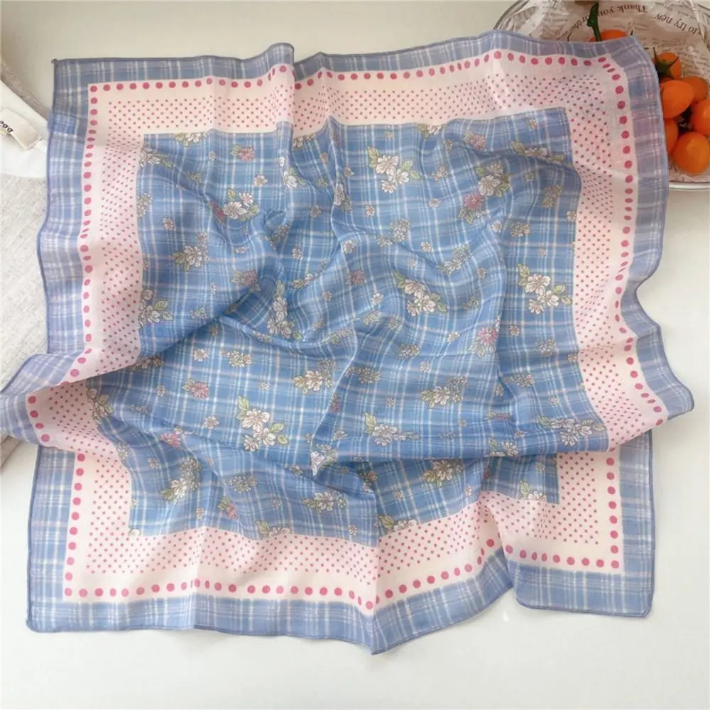 

Cashew Small Square Scarf Flower Korean Printed Silk Scarf Scarf Hair Band Floral Square Handkerchief Clothing Accessories