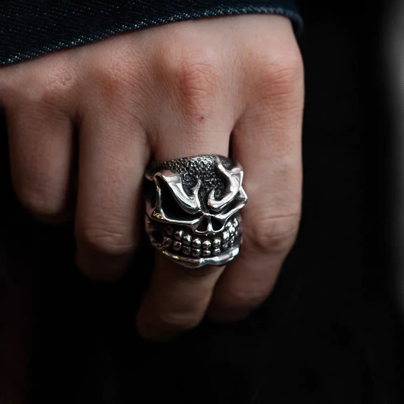 Retro Halloween Chunky Skull Ring for Men punk Statement Jewelry Designer Luxury Quality Unique halloween Gifts