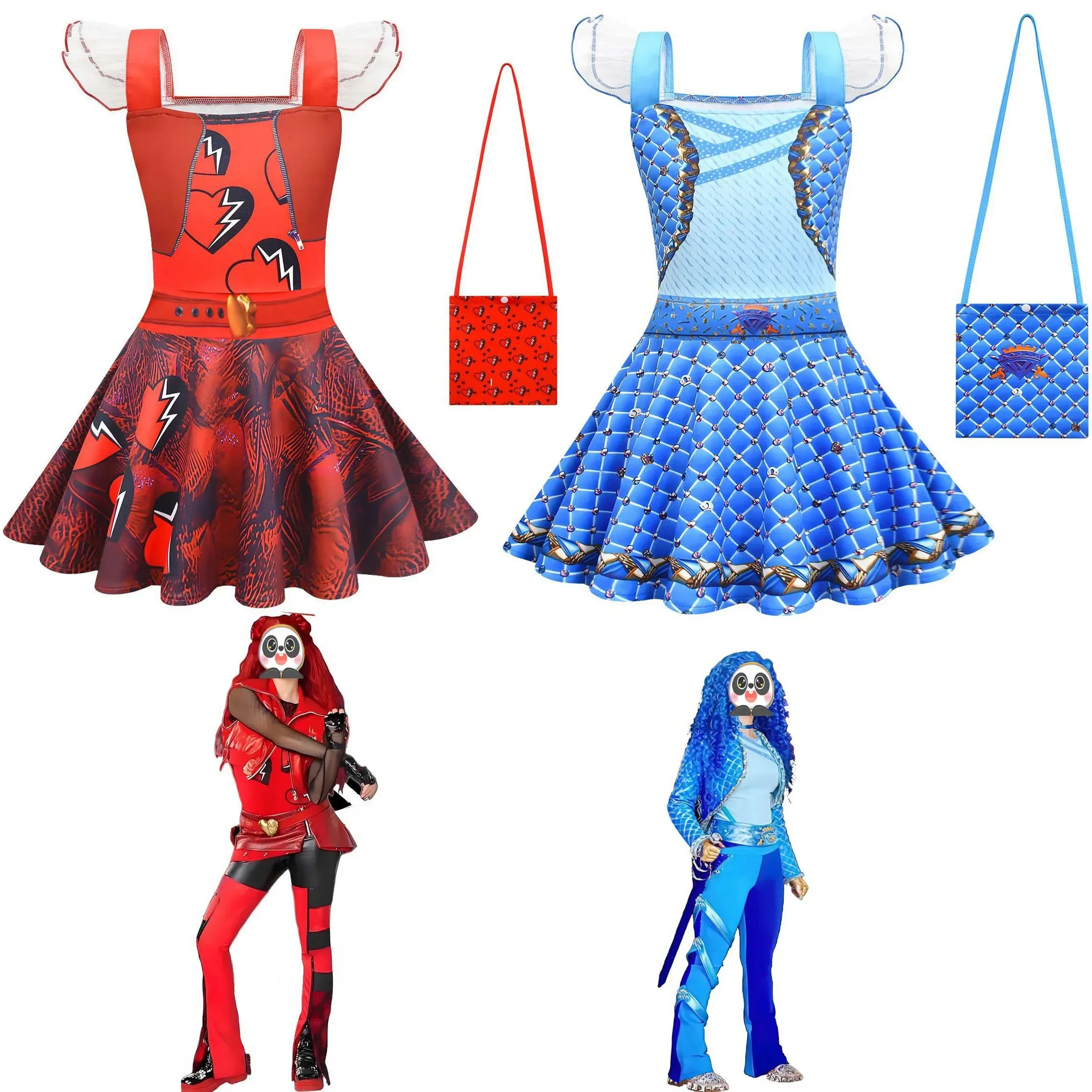 Girl Ballet Vestido Dresses Cartoon D-Descendants Rise of Red Dress Kids Chloe Anime Costumes Children Birthday Clothes Gift