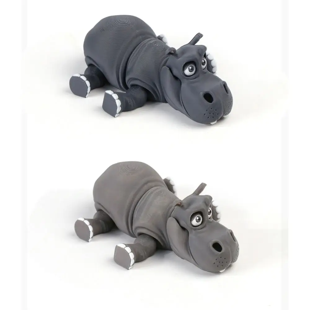Hippopotame imprimé en 3D, Design créatif, rotatif, Style mignon, Simulation d'hippopotame, modèle PLA, articulations posables