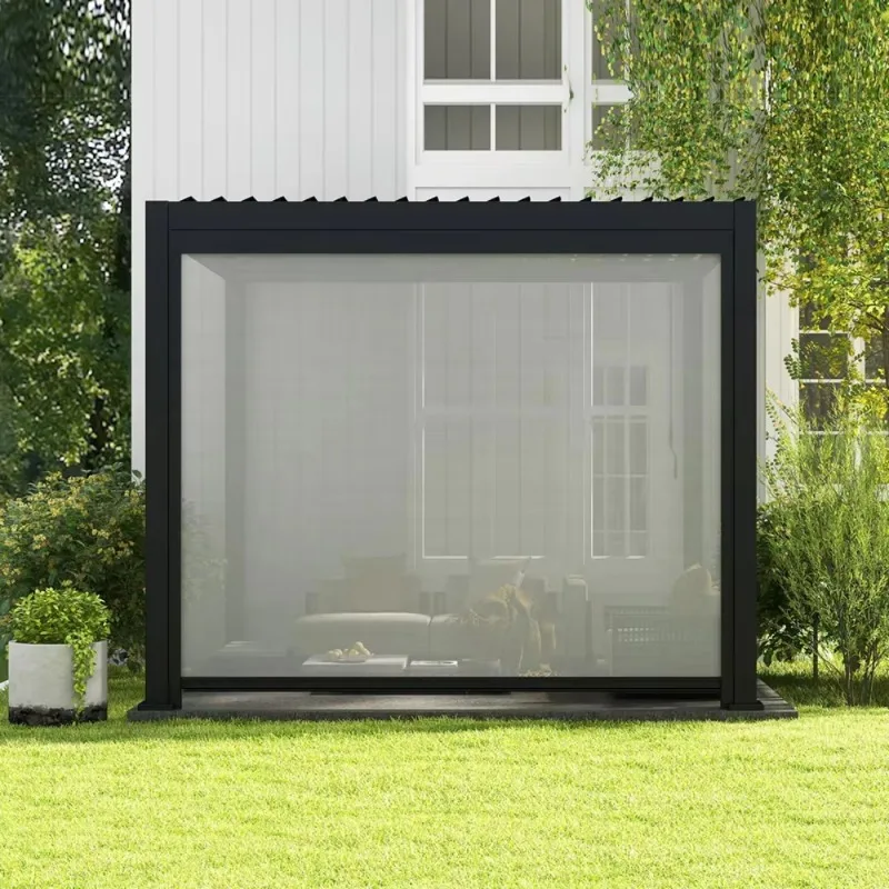 Electric crank handle roller track awning 3x2.4m weather shade pergola screen built-in battery side track outdoor shutters