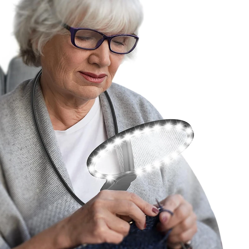 Magnifying Glass with Light for Reading: 5X Hands Free Magnifier  for Neck Wear Seniors Sewing Low Vision Elderly