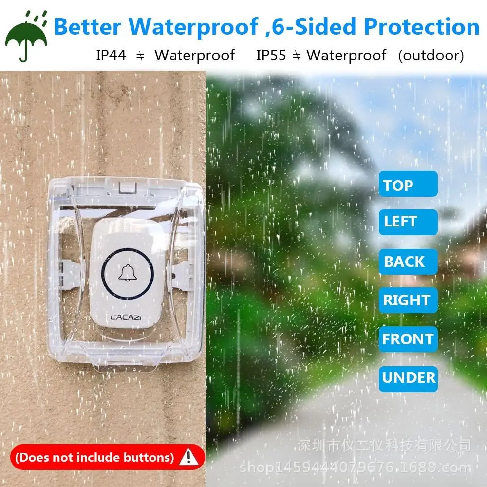 Waterproof Cover For Wireless Doorbell Smart Door Bell Ring Chime Button Outdoor Transparent Doorbell Waterproof Cover