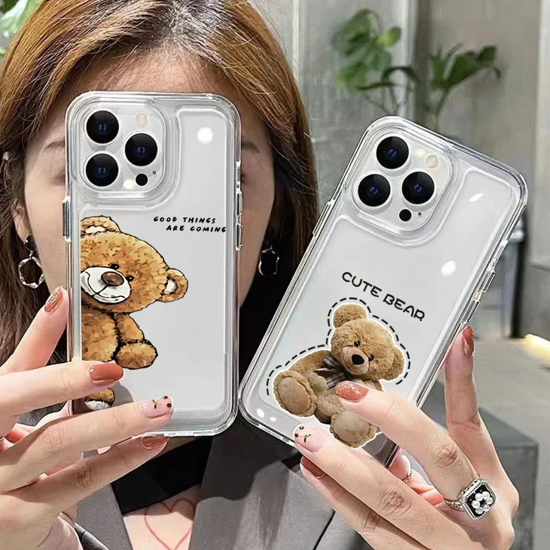 Alphabet Bear Soft Silicone Phone Case For Xiaomi Redmi Note 13 12 Pro Plus 5G 12S 11S 11 10 Redmi 12 13C 4G Turbo 3 Clear Cover