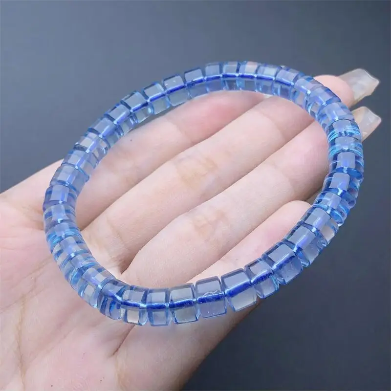 Natural Aquamarine Bracelet Crystal Quartz Jewelry High Quality Crystal Stretch Birthday Gift 1pcs