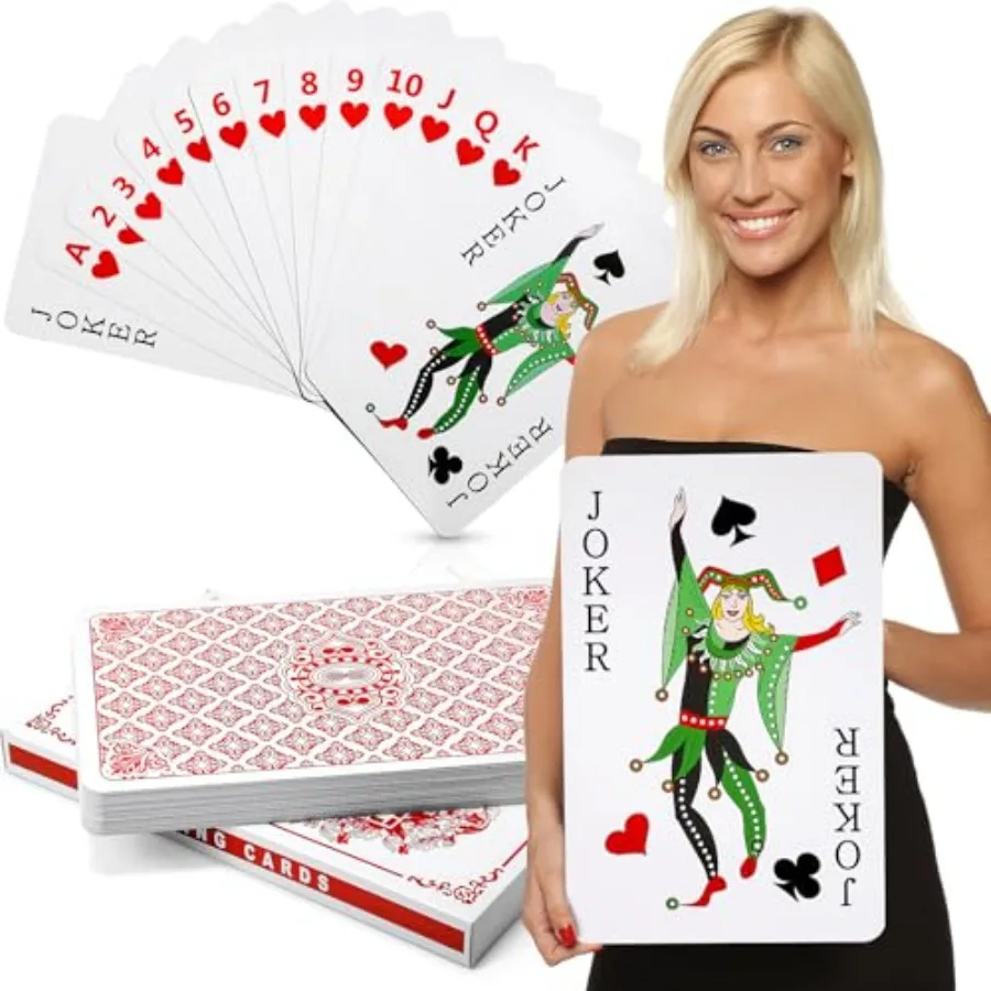 

Jumbo Giant Playing Cards 11 x 17 Inch Super Large Poker Deck, Oversized Game Theme Cards for Casino Party Decorations, Extra B