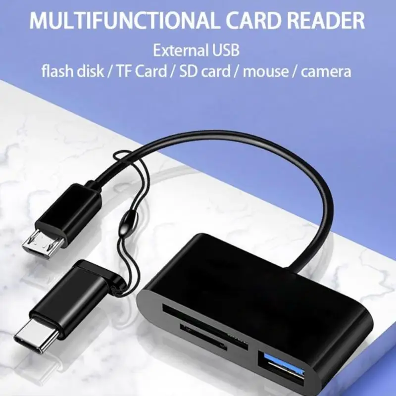 Multifunction USB Type C Card Reader to Micro USB TF Card Reader Adapter