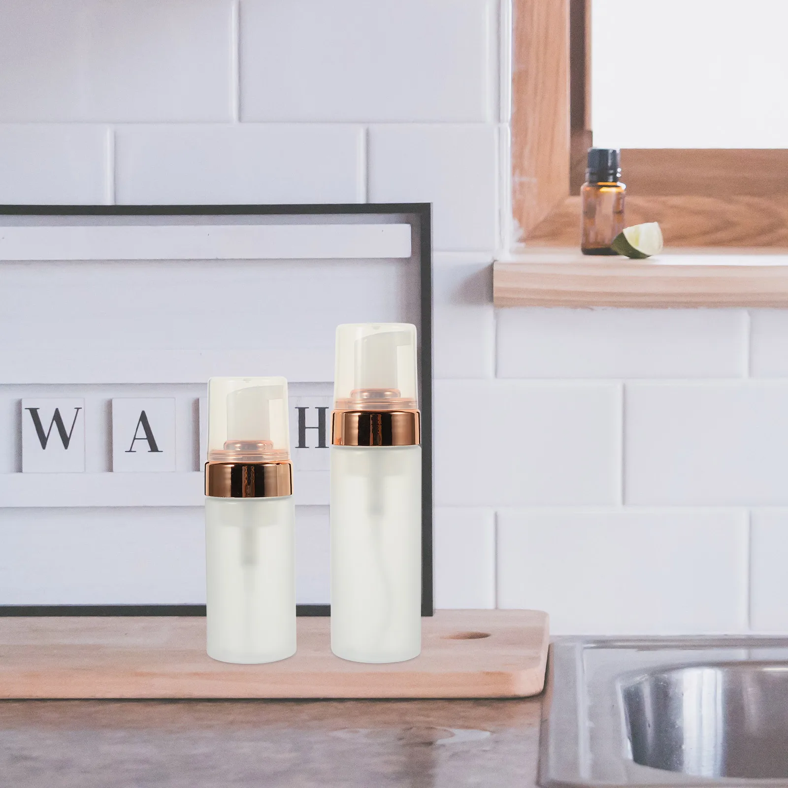 2 قطعة زجاجات موزع شفافة غير لامعة حامل مضخة قابل لإعادة الملء تخزين السفر زجاجة فارغة زجاجة مستحضرات التجميل #2