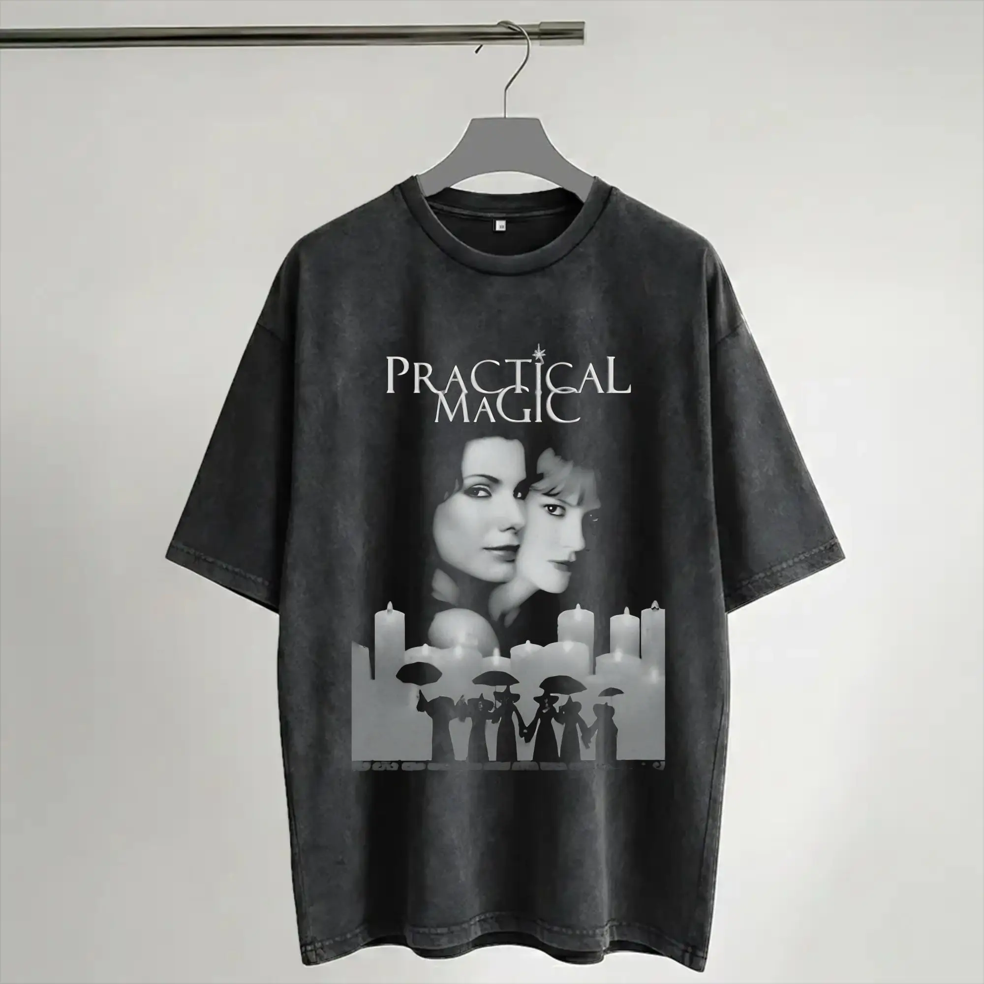 Harajuku Washed Shirt Practical Magic  Halloween Sanderson Sisters Merch Vintage T Shirt Oversize  Streetwear Short Sleeve