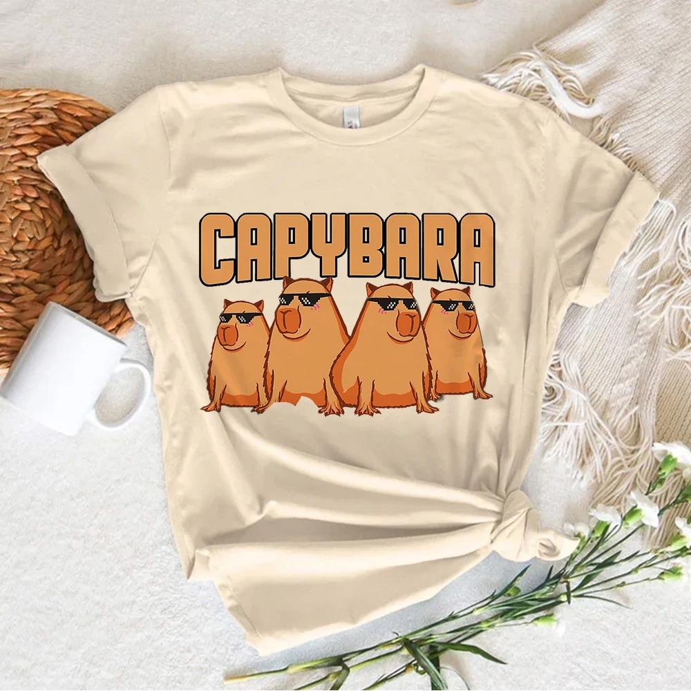 Capibara t-shirts women manga t shirt girl designer Japanese streetwear clothes