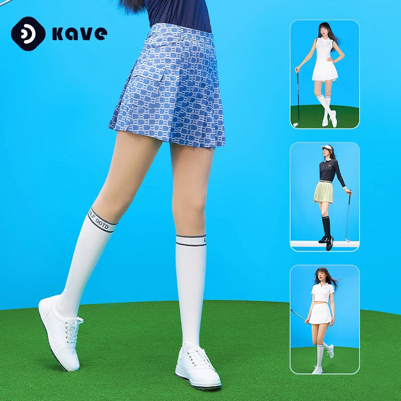 Kave Women Golf Two-Tone Knee-High Stockings Tights UV Protection Outdoor Sweat-proof Pantyhose High-elastic Golf Sports Tights