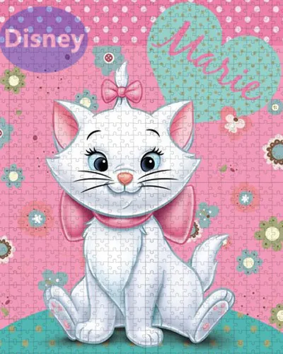 Mary Cat Disney Cartoon Pet White Cat 1000 Pieces Puzzle Kids Brain Burning Puzzle Game Pictures Home Decoration