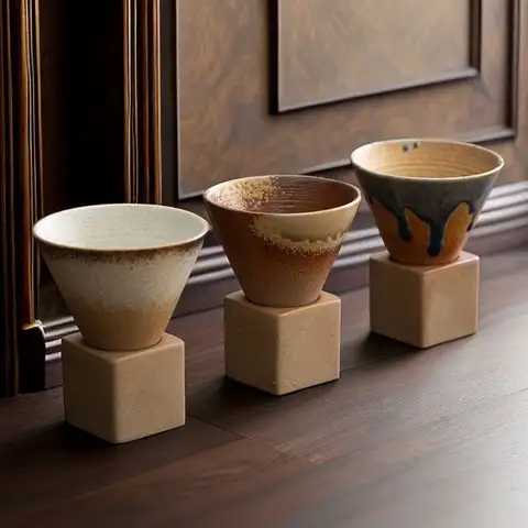 일본 스타일 커피 컵, 크리에이티브 인스 스타일 서플라이, 레트로 컵, 거친 도자기 머그잔, 세라믹