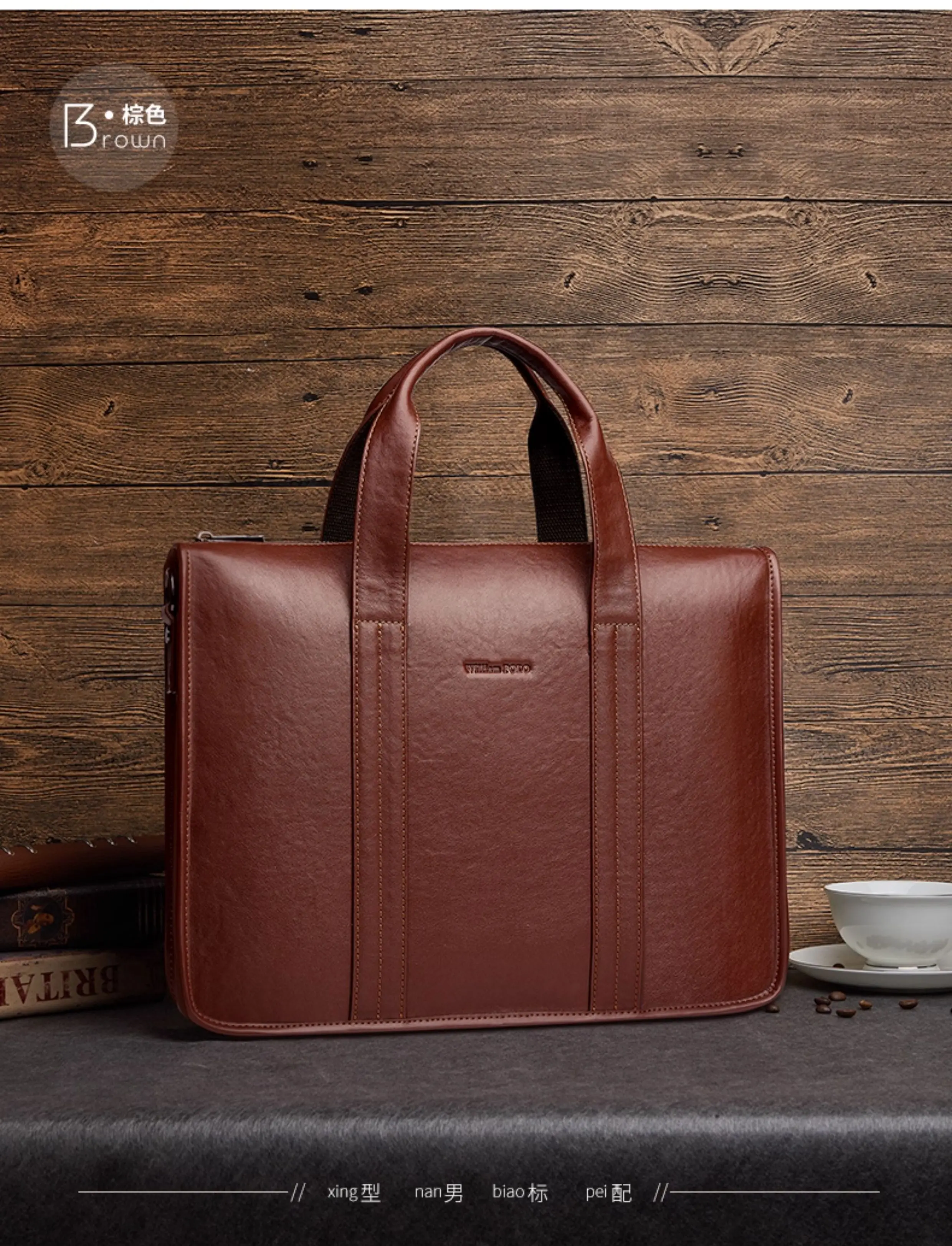 2026 New Men's Genuine Leather Briefcase Top-Grain Cowhide Vintage Business Handbag Shoulder Crossbody Messenger Bag