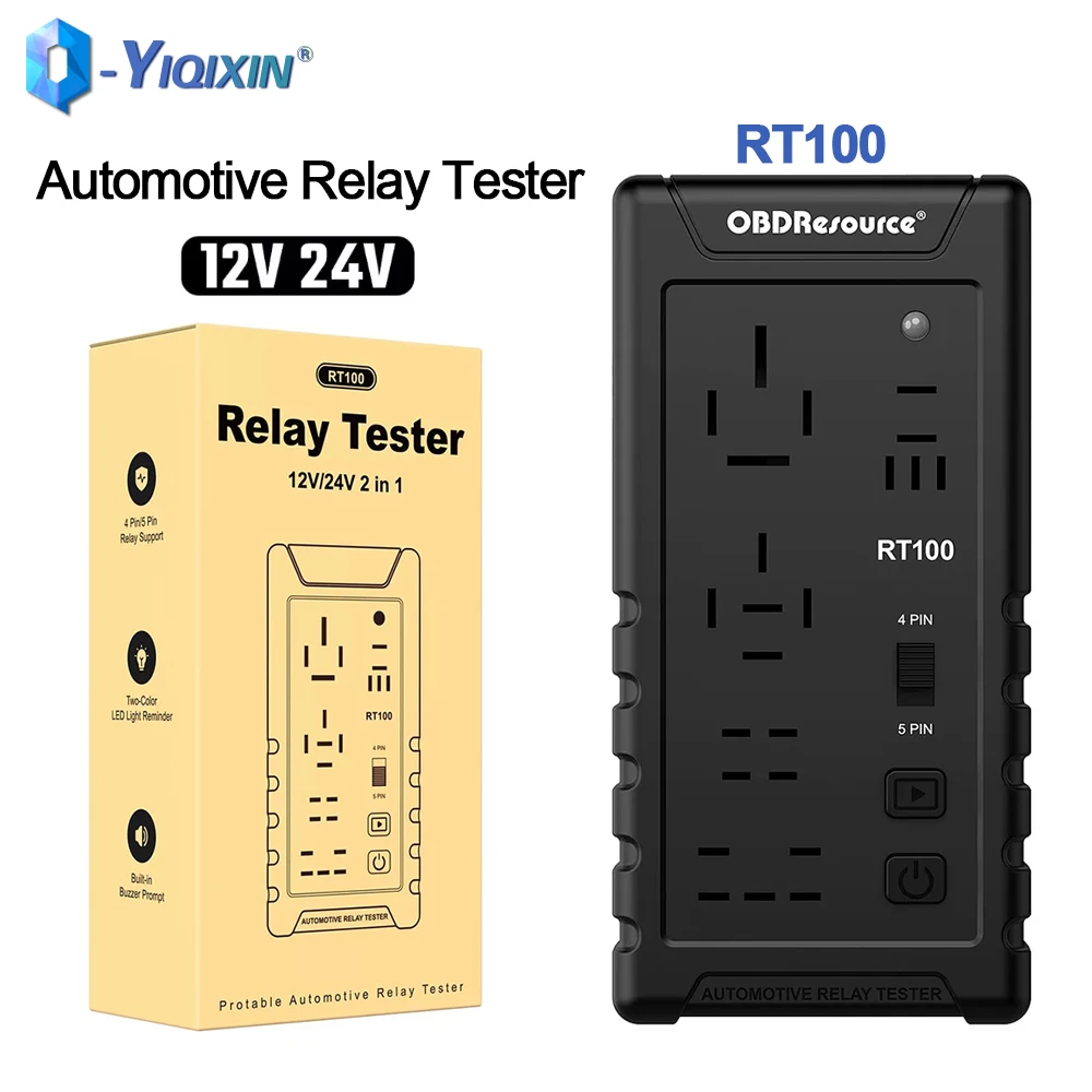 

Тестер автомобильных реле RT100 12В/24В с поддержкой 5 типов конфигураций, супер 4-контактный/5-контактный, с распознаванием напряжения аккумулятора, диагностический инструмент