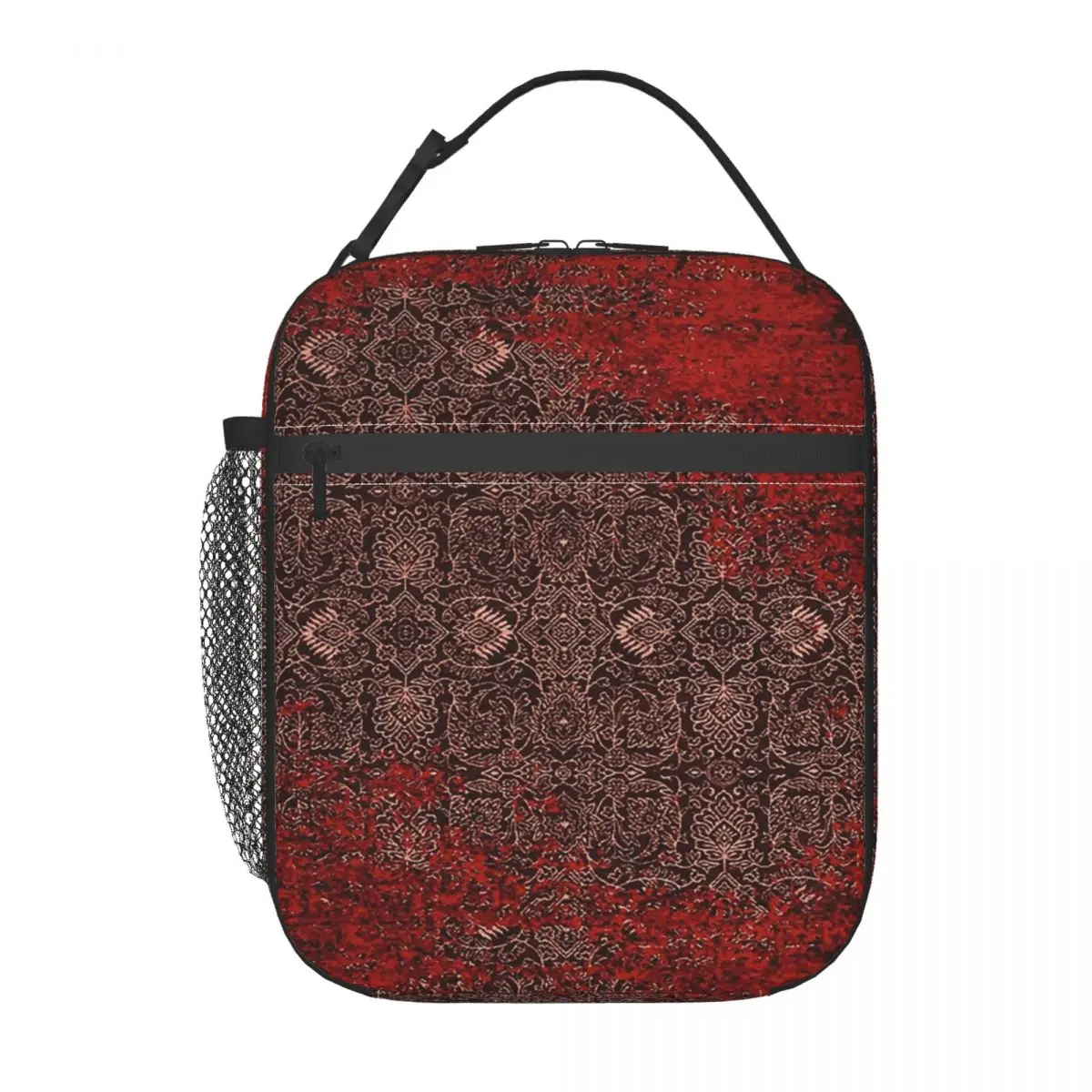 Red Vintage Oriental Traditional Moroccan Artwork Insulated Lunch Bag for Women Children Food Boxes Thermal Lunch Box Tote