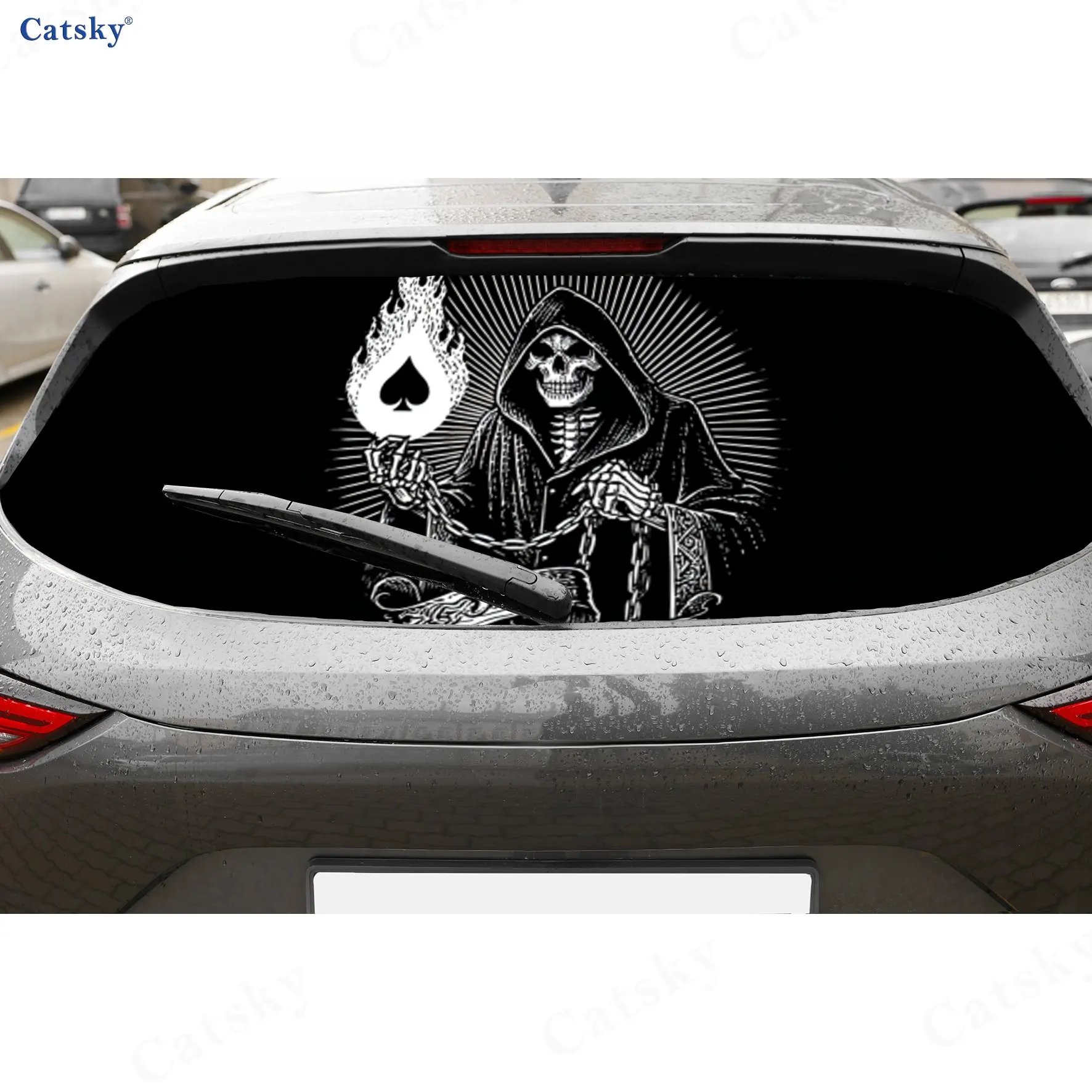 

Gothic Gamble Majesty ПВХ перфорированные автомобильные виниловые обертывания, прочная наклейка на заднее лобовое стекло автомобиля, водонепроницаемая наклейка на заднее окно автомобиля, Pri