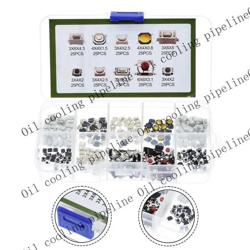 A+ 250pcs Car Touch Metal Pushbutton Switch Set with 10 Different Sizes for Use