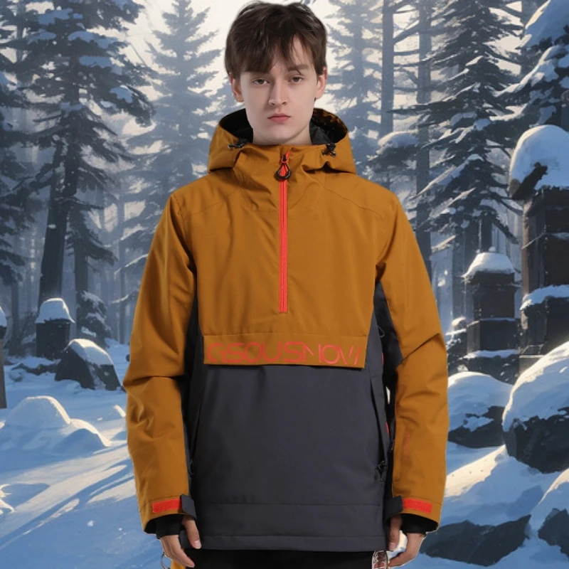 Skiing Jackets Men Outdoor Sports Snowboard Wear Warm Winter Snow Jackets 2025 New Hoodie Tops Windproof Waterproof Snow Coats