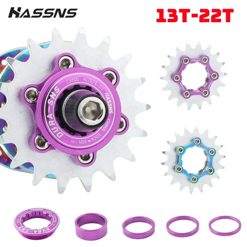 HASSNS Single Speed Cassette Kit 13T-22T HG Freewheel Compatible with 8/9/10/11 Speed AM BMX Dirt Jump Slope Bikes