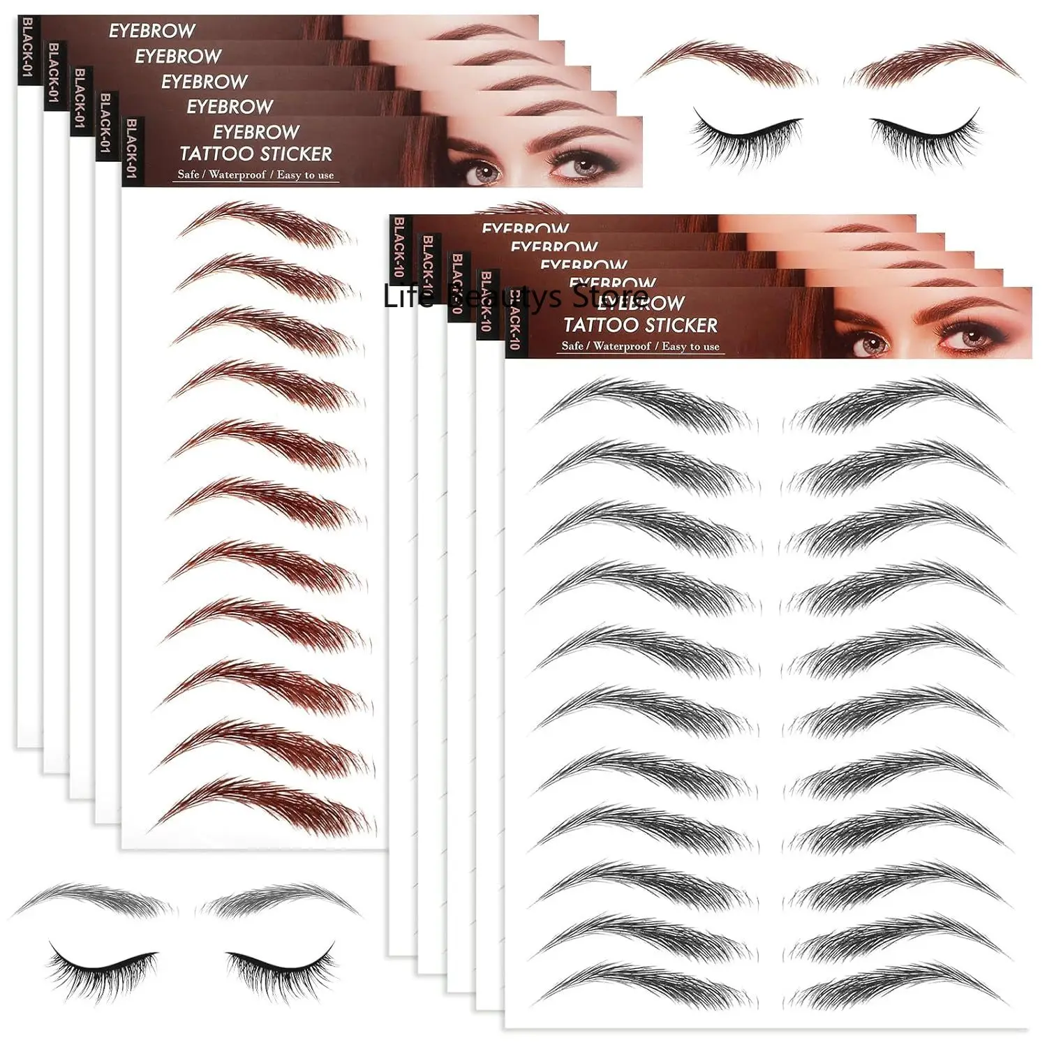 

Wholesale 10/100 Sheets 6D Eyebrow Tattoo Stickers Waterproof Like Natural Fake Eyebrows Transfers Makeup Sticker for Women