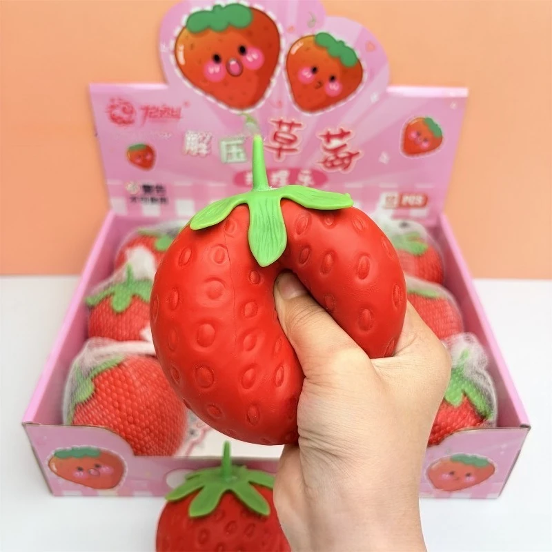 Simulation of fruit and strawberry squeezing toys soft sticky hand toys decompression vent pranks decompression squeezing toys. view 3