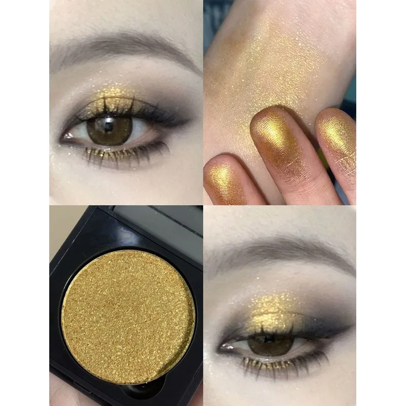 SUETNEI Golden single eyeshadow Smoky Eye makeup Fine pearlescent glitter powder brightens long-lasting black gold glitter
